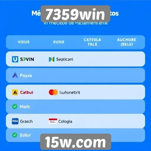 Métodos de pagamento aceitos no 7359win